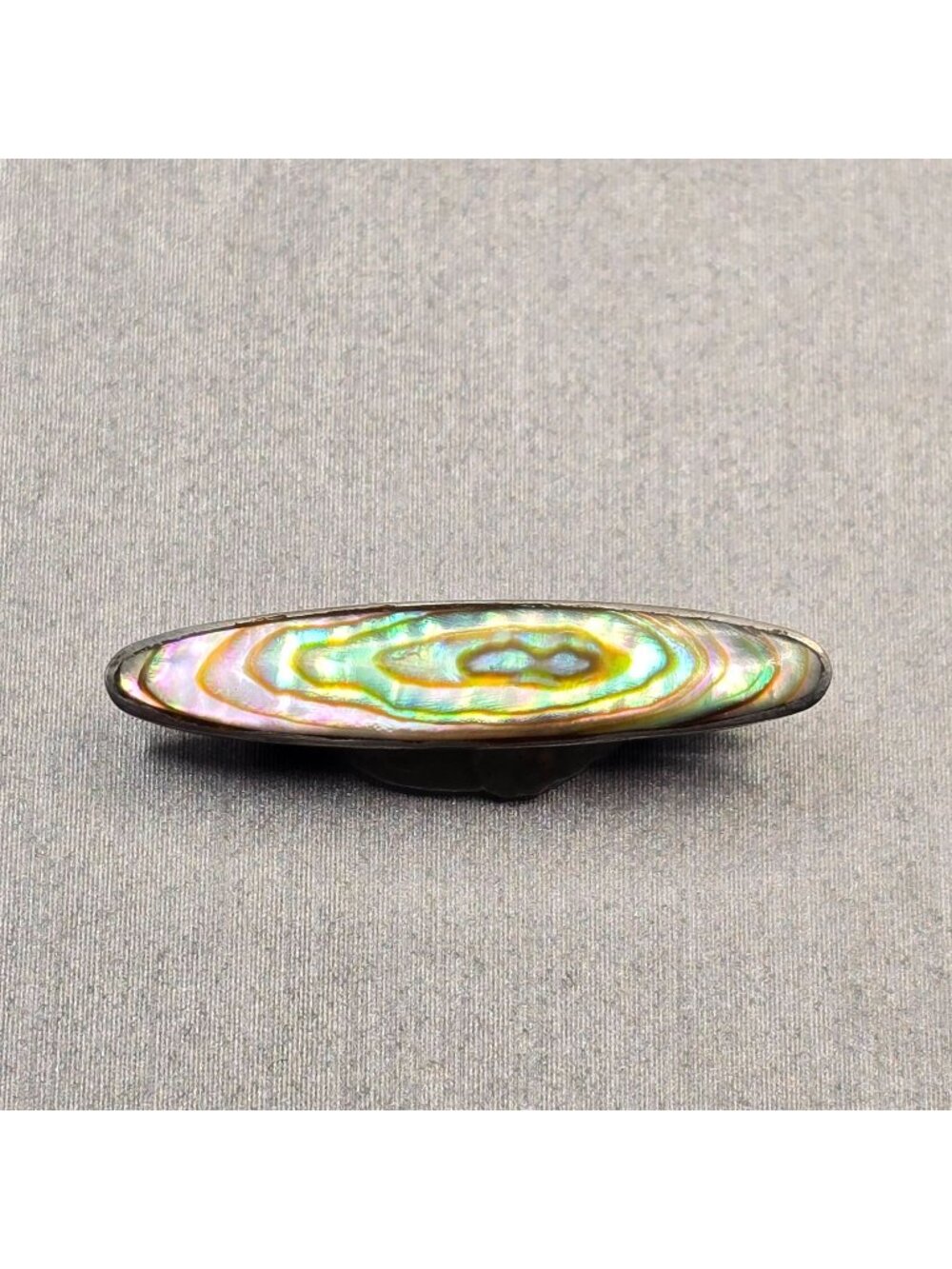 Antique Victorian Sterling Silver Abalone Shell Lingerie Bar Pin Brooch 7/8"